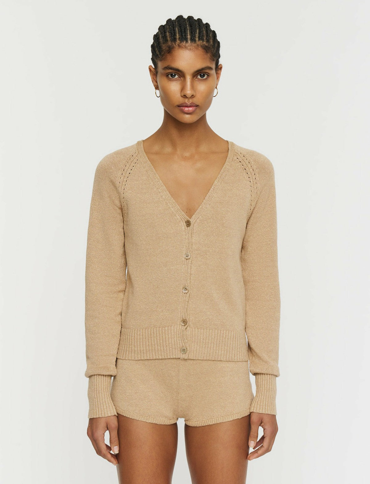 JOSEPH Fashion Women Linen Blend Knitted Cardigan Sesame