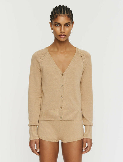 JOSEPH Fashion Women Linen Blend Knitted Cardigan Sesame