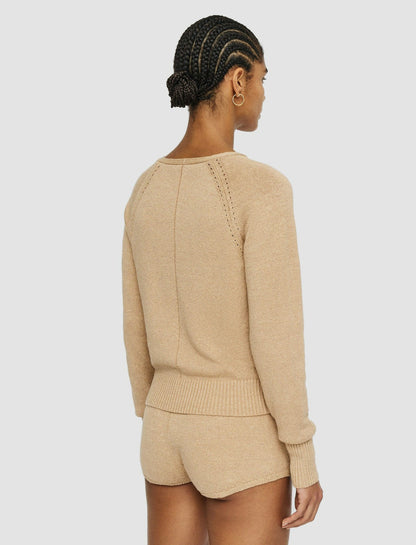 JOSEPH Fashion Women Linen Blend Knitted Cardigan Sesame