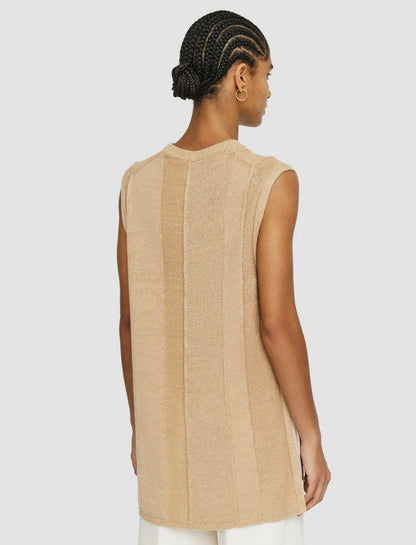 JOSEPH Fashion Women Linen Blend Knitted Tank Top Sesame