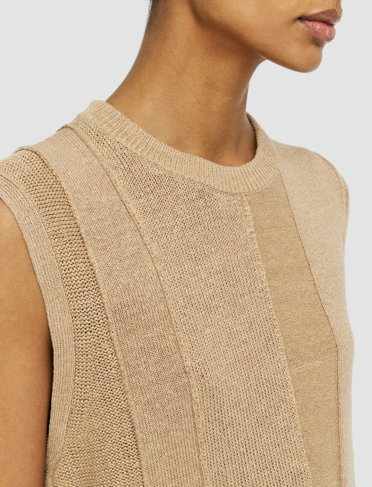JOSEPH Fashion Women Linen Blend Knitted Tank Top Sesame