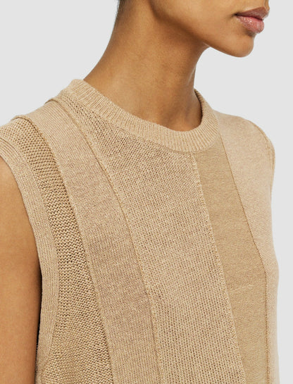 JOSEPH Fashion Women Linen Blend Knitted Tank Top Sesame