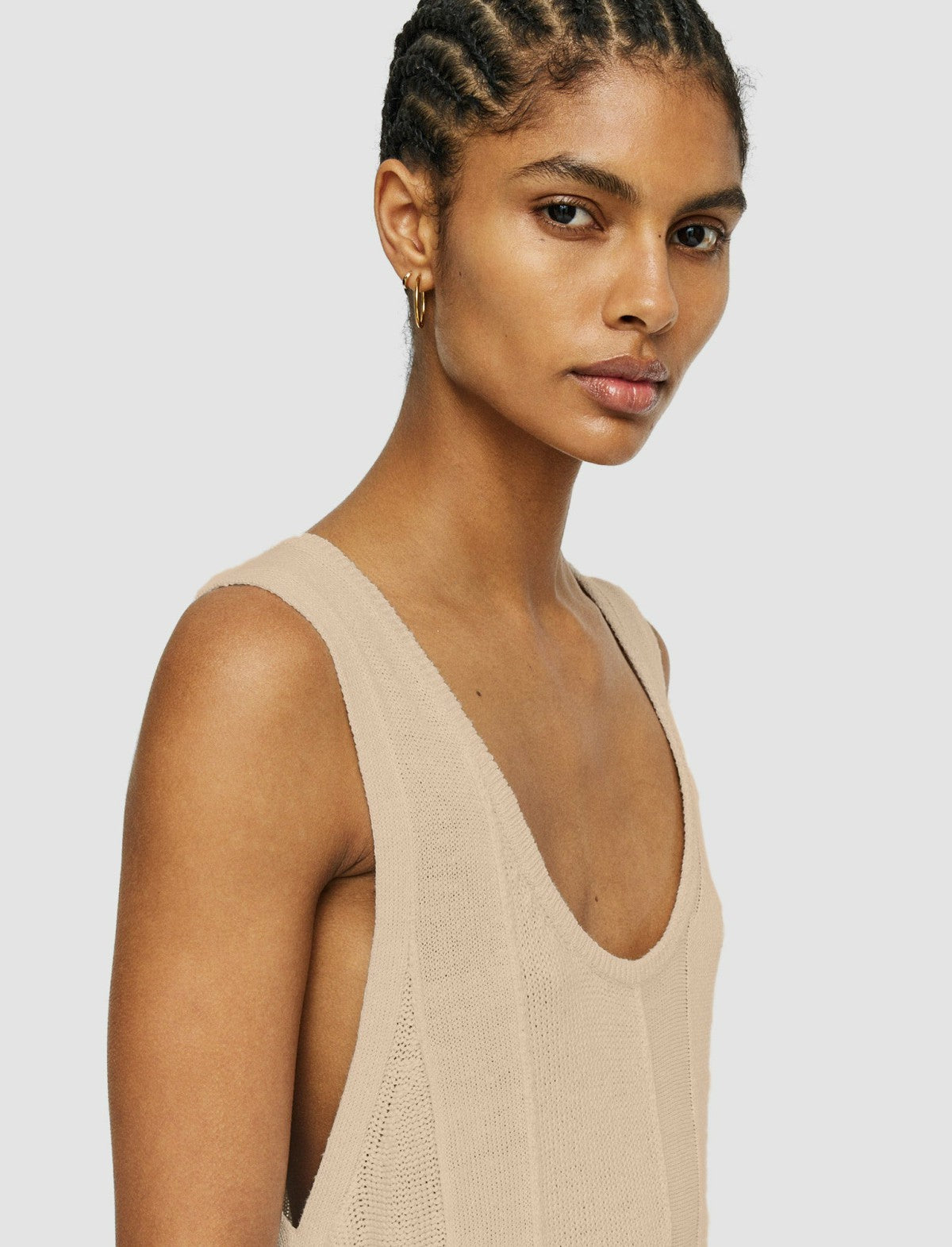 JOSEPH Fashion Women Linen Blend Knitted Long Dress Sesame