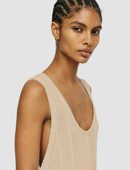 JOSEPH Fashion Women Linen Blend Knitted Long Dress Sesame