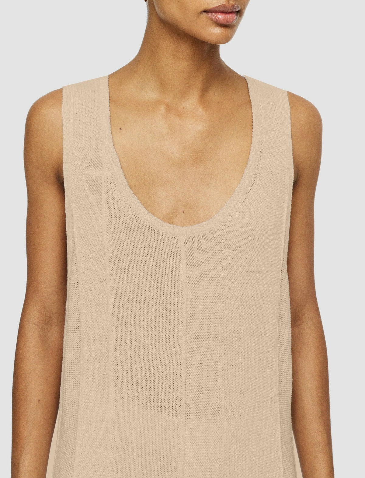 JOSEPH Fashion Women Linen Blend Knitted Long Dress Sesame