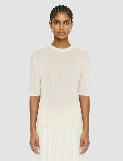 JOSEPH Fashion Women Crisp Rayon Knitted T-Shirt Ivory