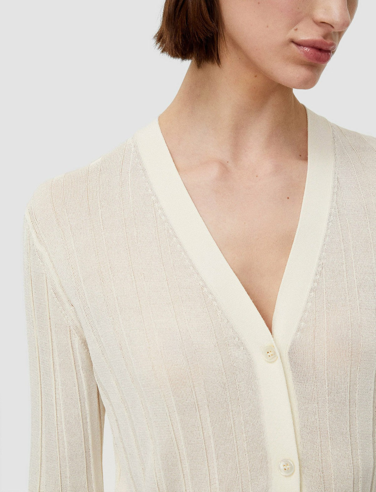 JOSEPH Fashion Women Crisp Rayon Knitted Cardigan Ivory