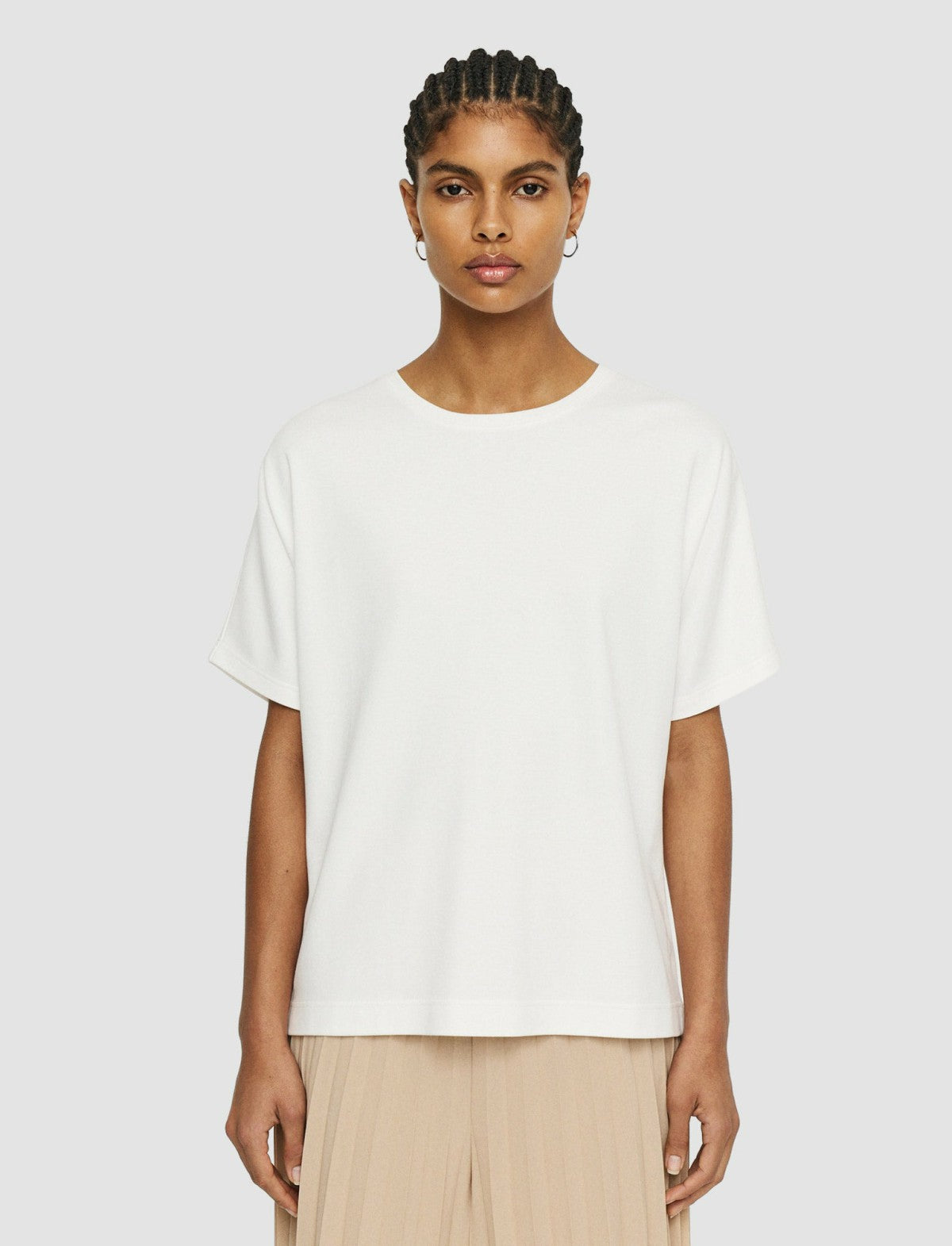 JOSEPH Fashion Women Mercerised Cotton T-shirt Ivory