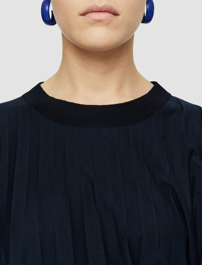 JOSEPH Fashion Women Cotton Blend Plissé T-Shirt Navy