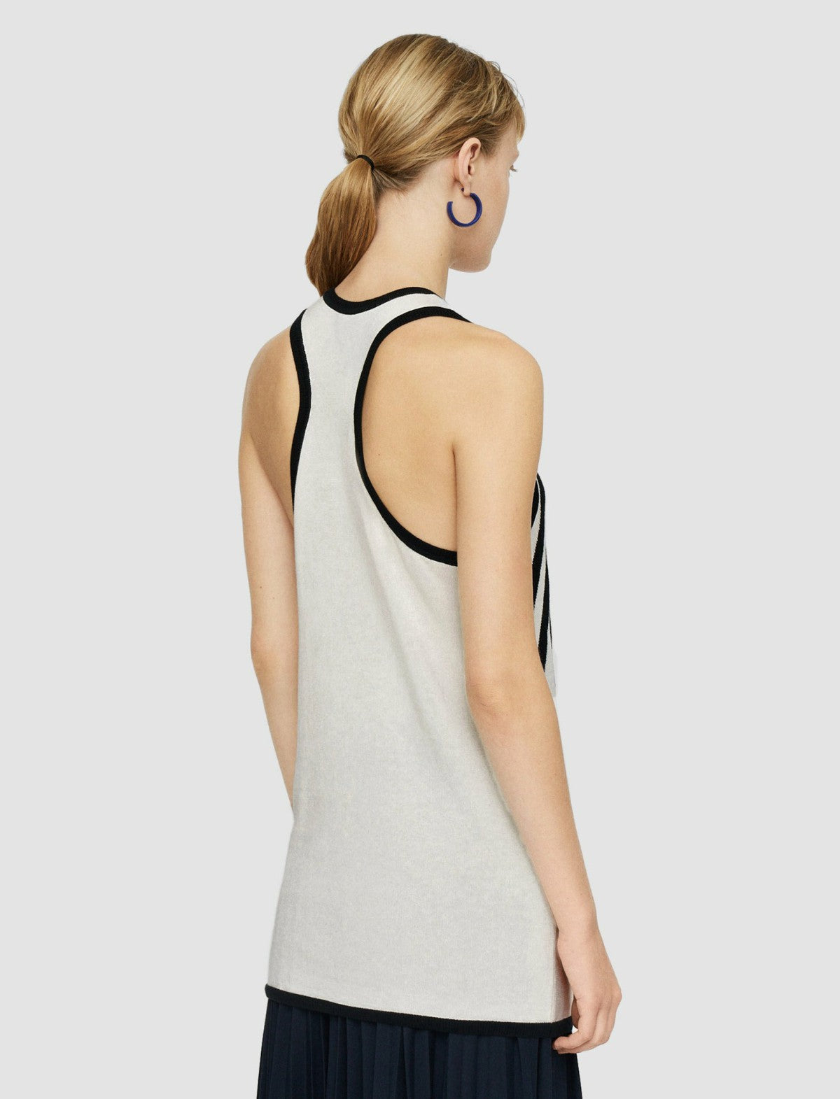 JOSEPH Fashion Women Cretto Jacquard Knitted Tank Top Ivory Combo