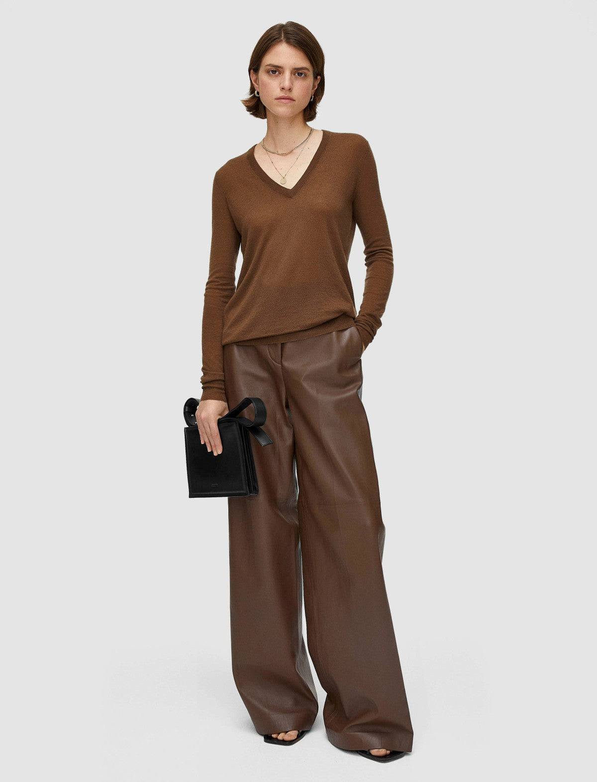 JOSEPH Fashion Women Cashair V Neck Jumper Arabica
