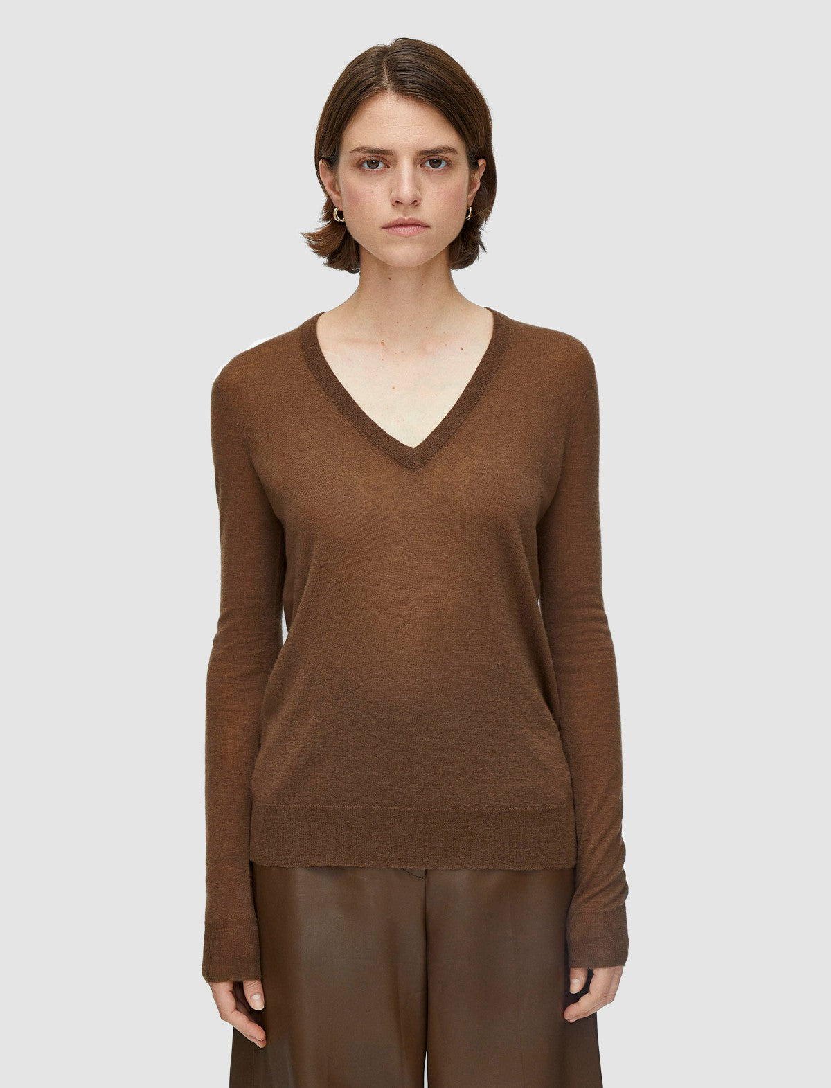 JOSEPH Fashion Women Cashair V Neck Jumper Arabica