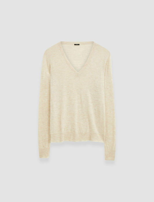 JOSEPH Fashion Women Cashair V Neck Jumper Oat Melange