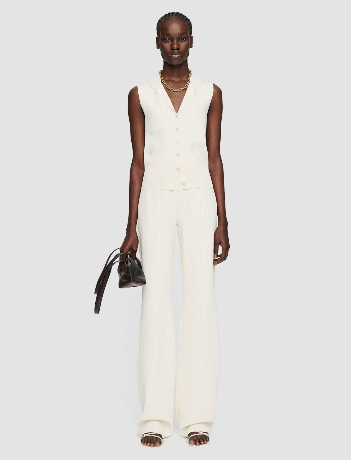 JOSEPH Fashion Women Milano Knit Stretch Vest Ivory