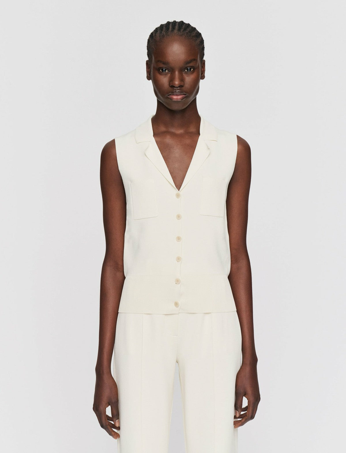 JOSEPH Fashion Women Milano Knit Stretch Vest Ivory