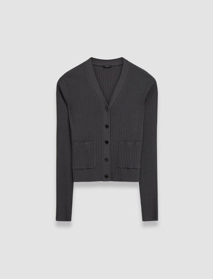 JOSEPH Fashion Women Merino Rib Cardigan Slate