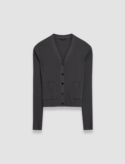 JOSEPH Fashion Women Merino Rib Cardigan Slate