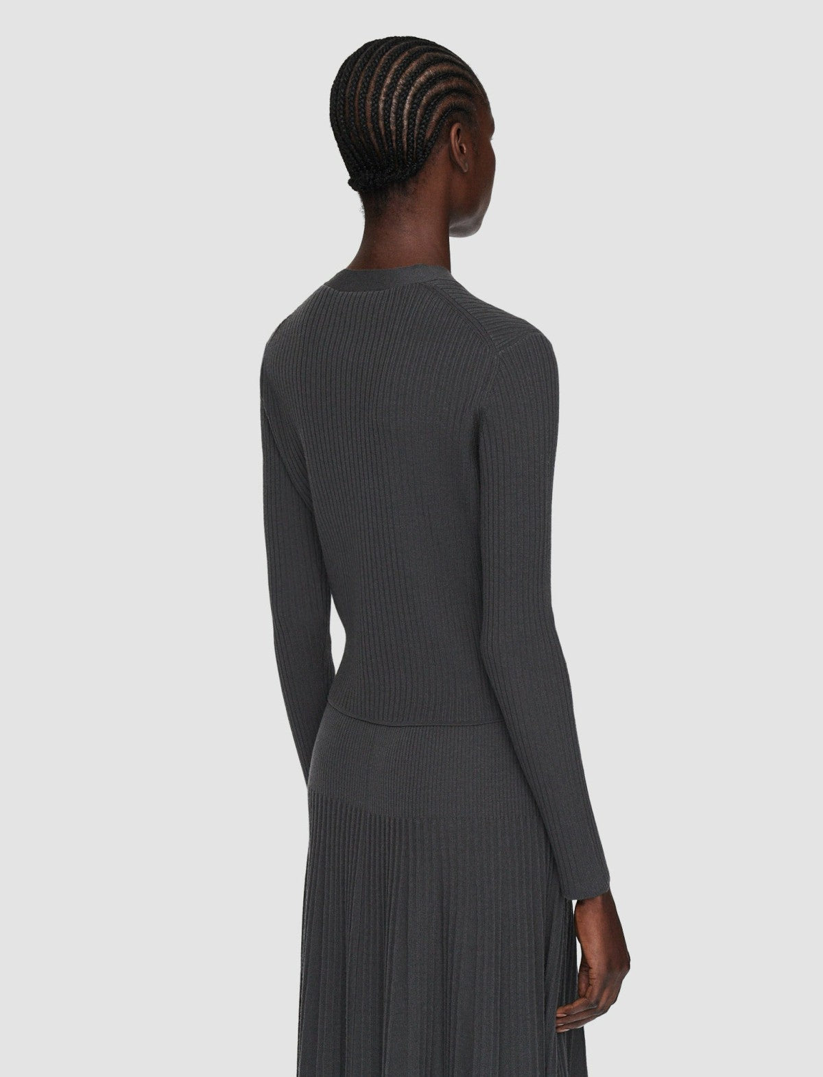 JOSEPH Fashion Women Merino Rib Cardigan Slate