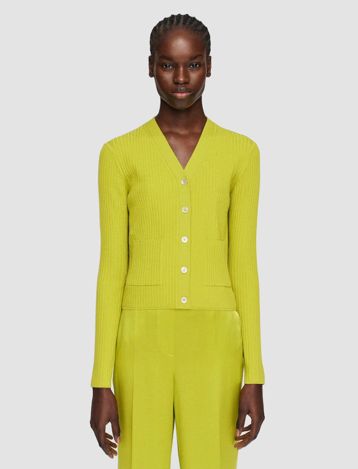 JOSEPH Fashion Women Merino Rib Cardigan Ginkgo