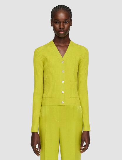JOSEPH Fashion Women Merino Rib Cardigan Ginkgo