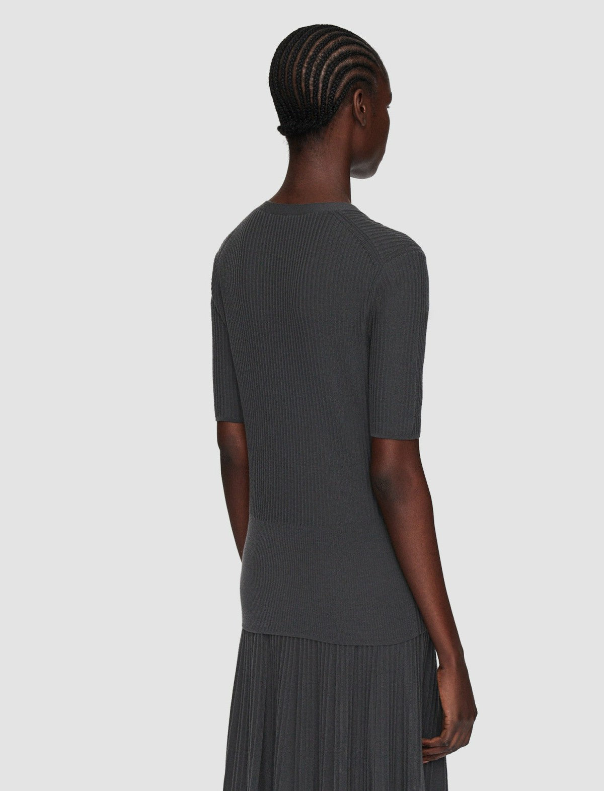 JOSEPH Fashion Women Merino Rib V Neck Top Slate