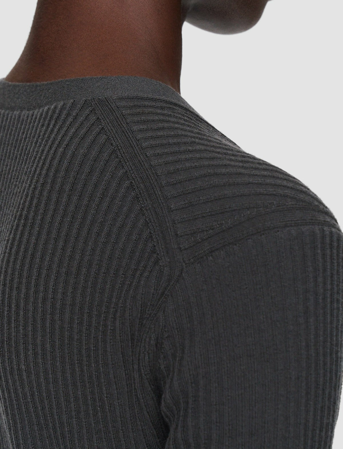 JOSEPH Fashion Women Merino Rib V Neck Top Slate