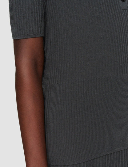 JOSEPH Fashion Women Merino Rib V Neck Top Slate