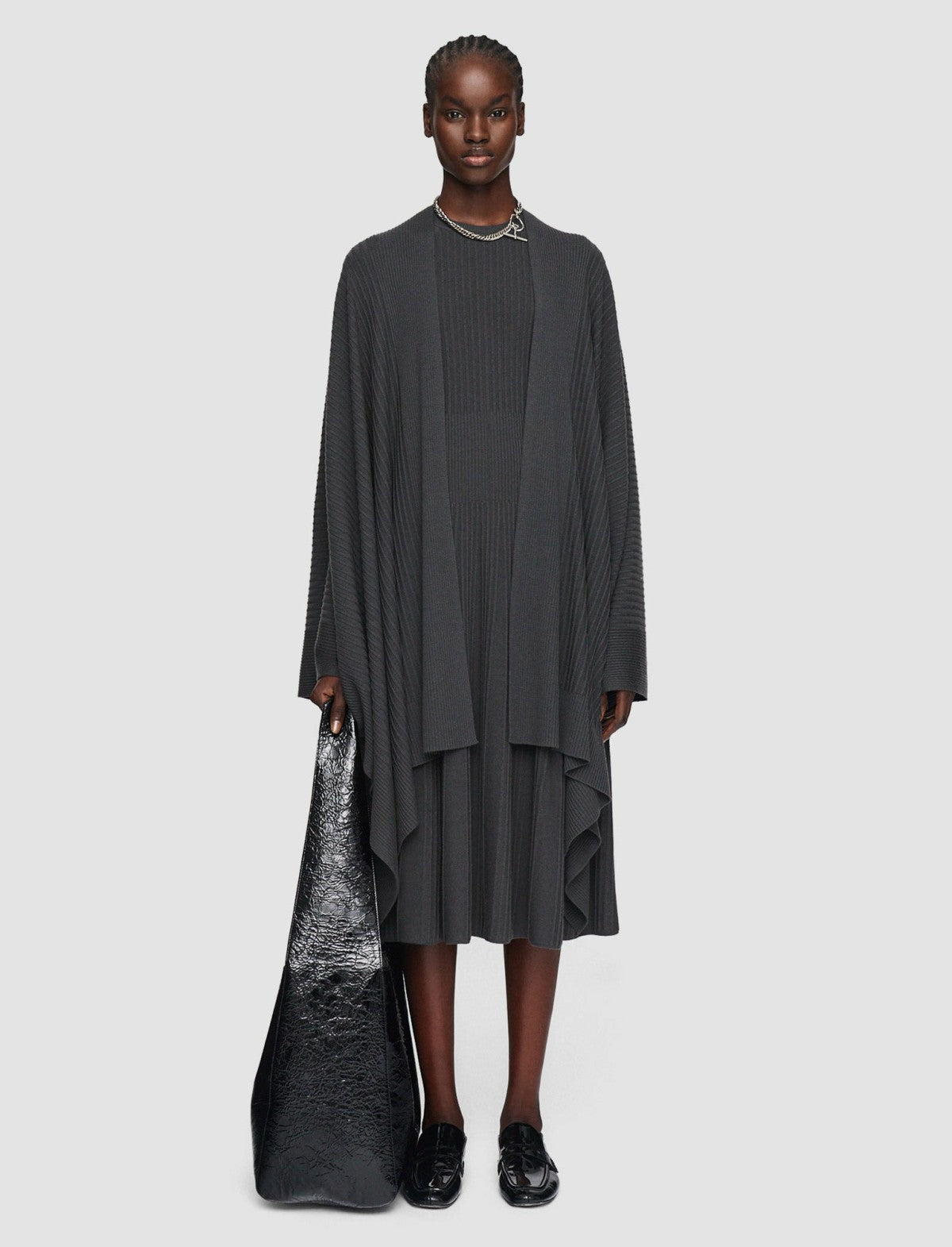 JOSEPH Fashion Women Merino Rib Wrap Slate