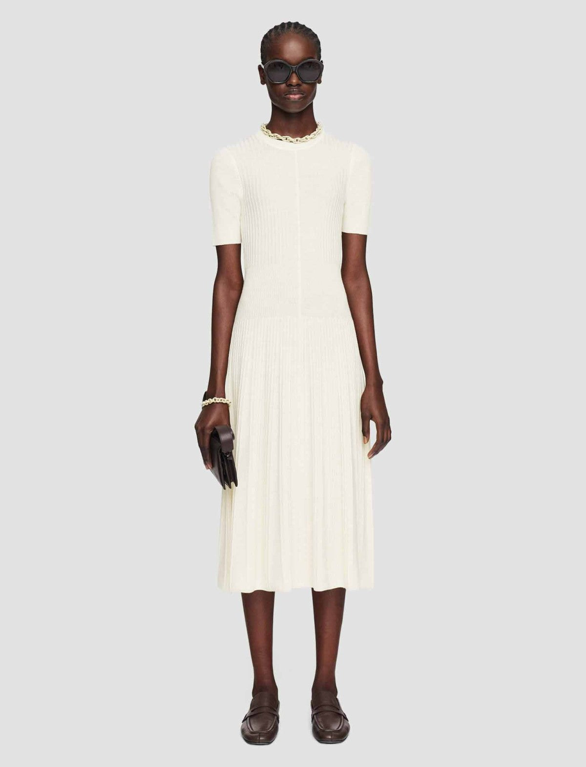JOSEPH Fashion Women Merino Rib Dress Ivory