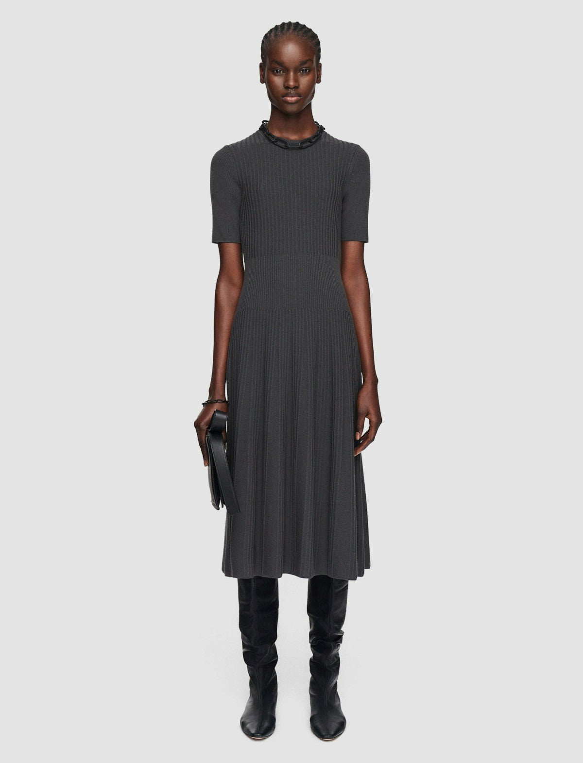 JOSEPH Fashion Women Merino Rib Dress Slate