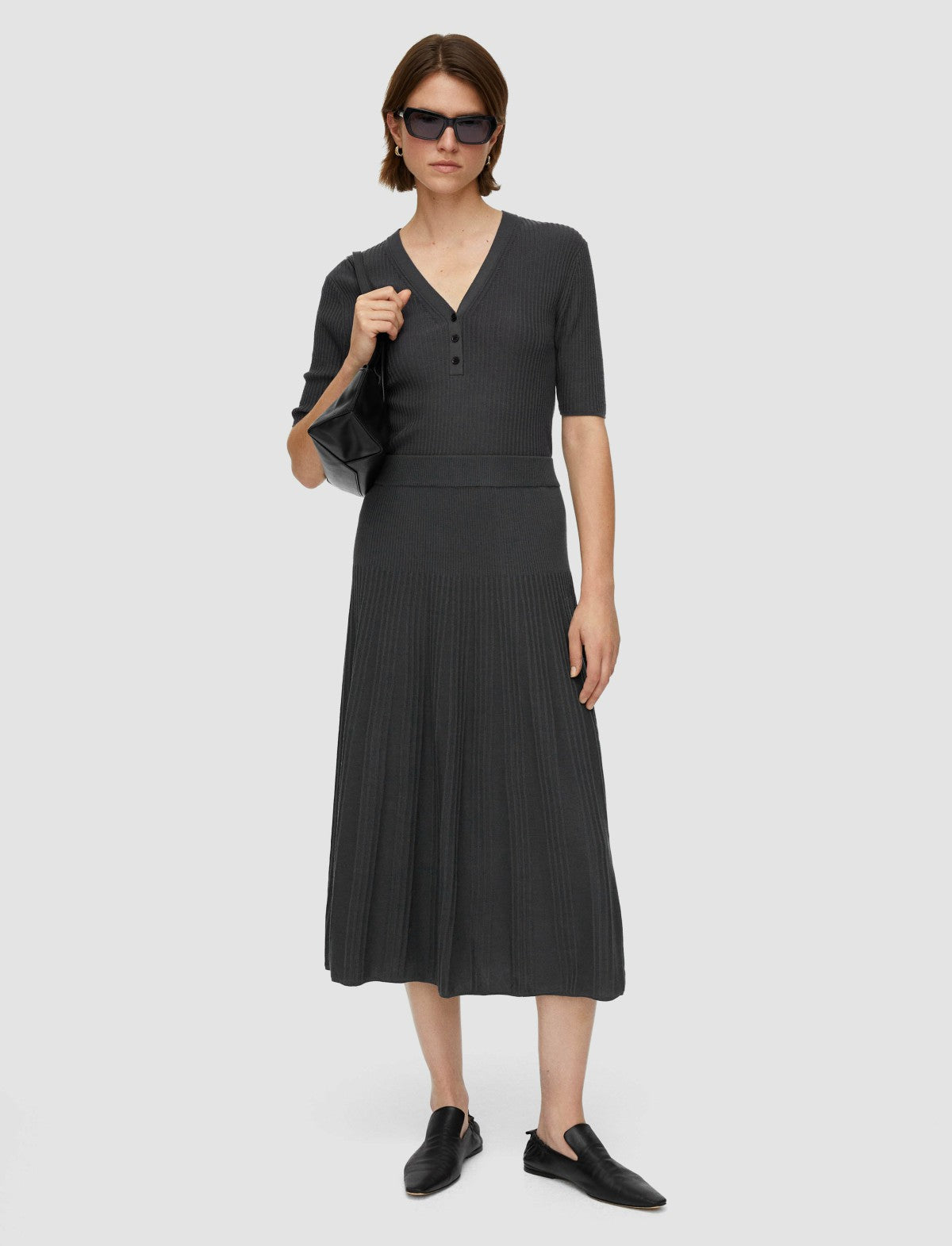 JOSEPH Fashion Women Merino Rib Skirt Slate