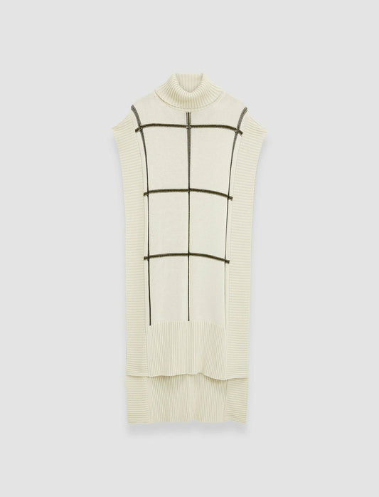 JOSEPH Fashion Women Grid Cotton Silk Poncho Oat Combo