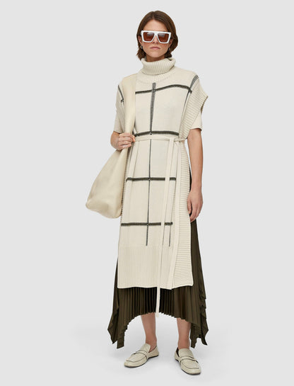 JOSEPH Fashion Women Grid Cotton Silk Poncho Oat Combo