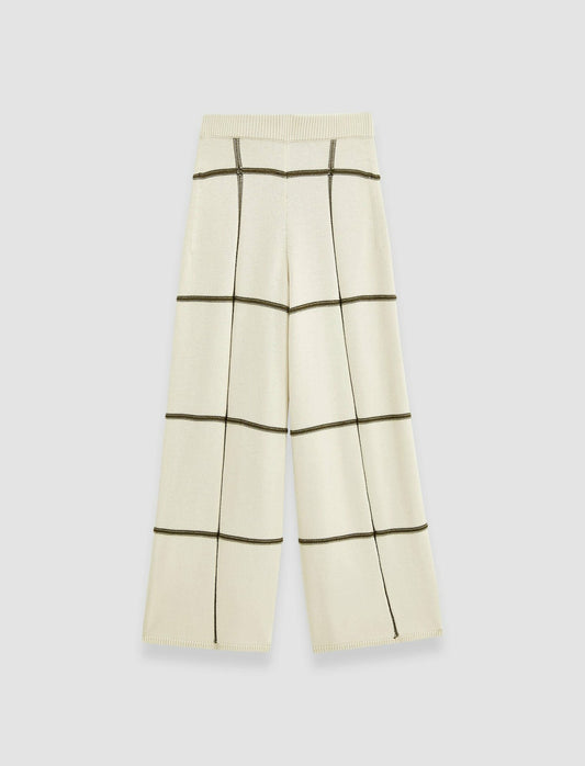 JOSEPH Fashion Women Grid Cotton Silk Culottes Oat Combo