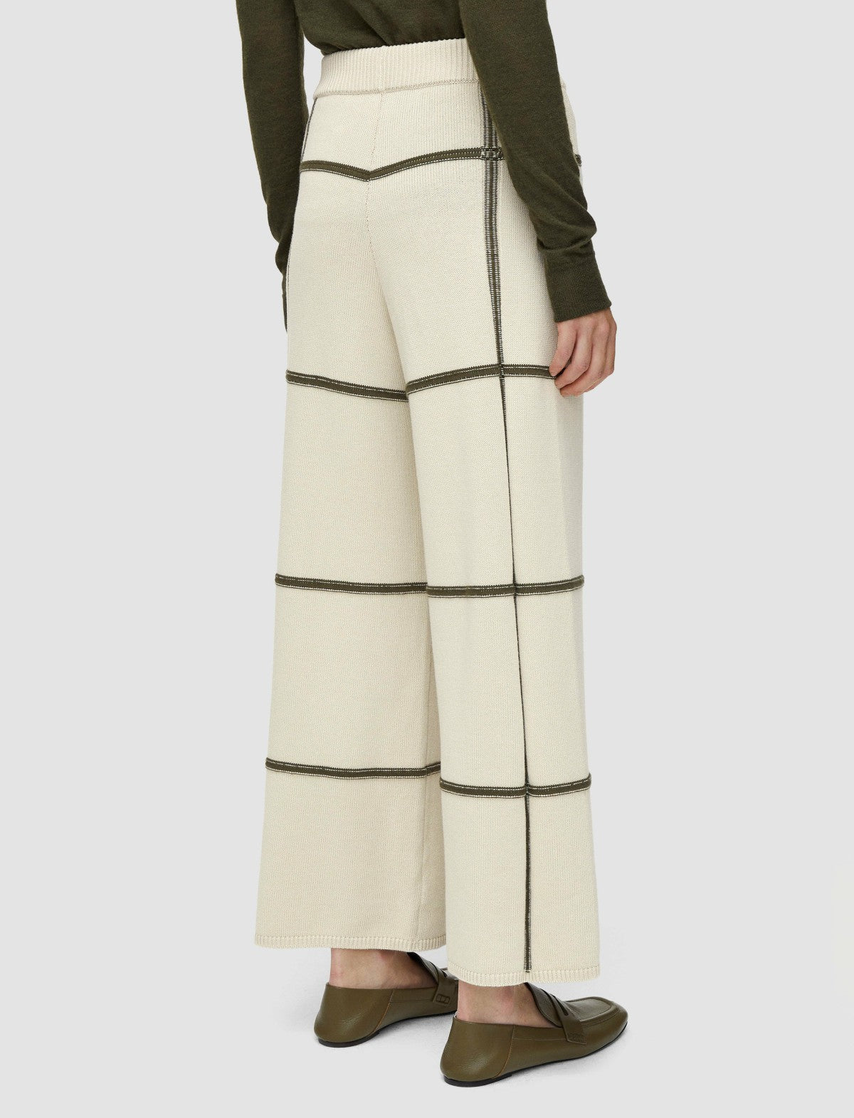 JOSEPH Fashion Women Grid Cotton Silk Culottes Oat Combo