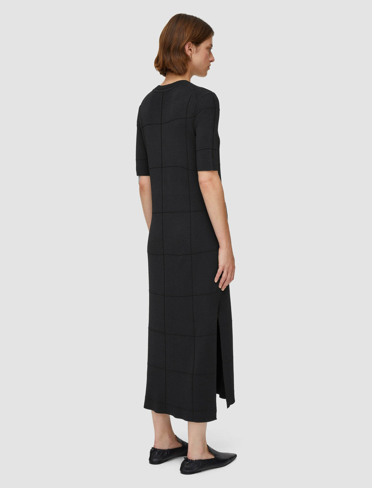 JOSEPH Fashion Women Grid Viscose Knitted Dress Black