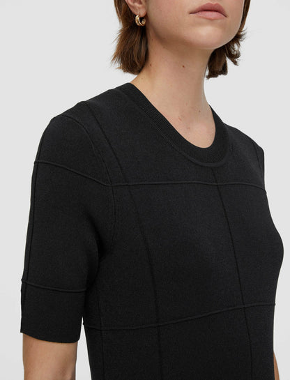 JOSEPH Fashion Women Grid Viscose Knitted Dress Black
