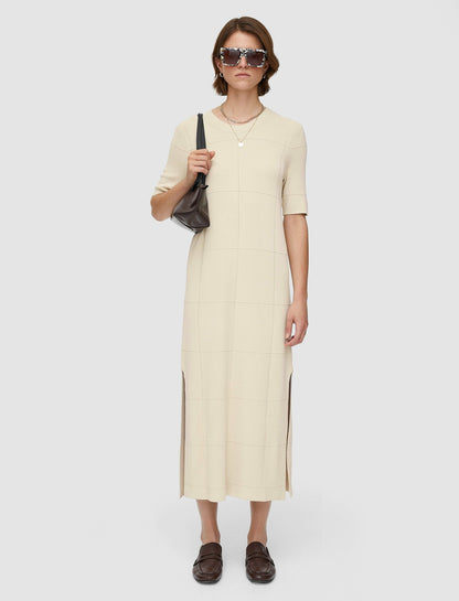 JOSEPH Fashion Women Grid Viscose Knitted Dress Oat
