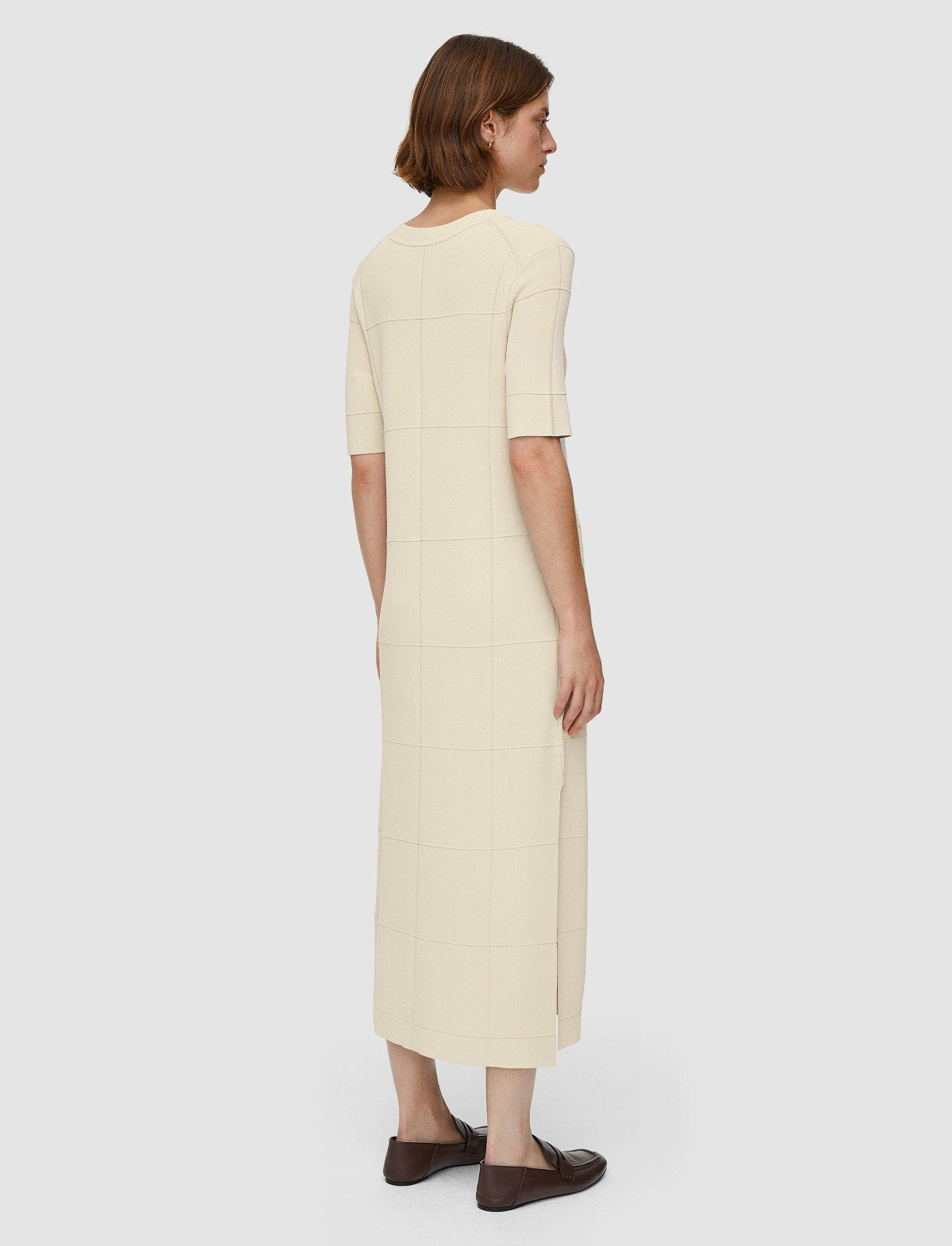 JOSEPH Fashion Women Grid Viscose Knitted Dress Oat