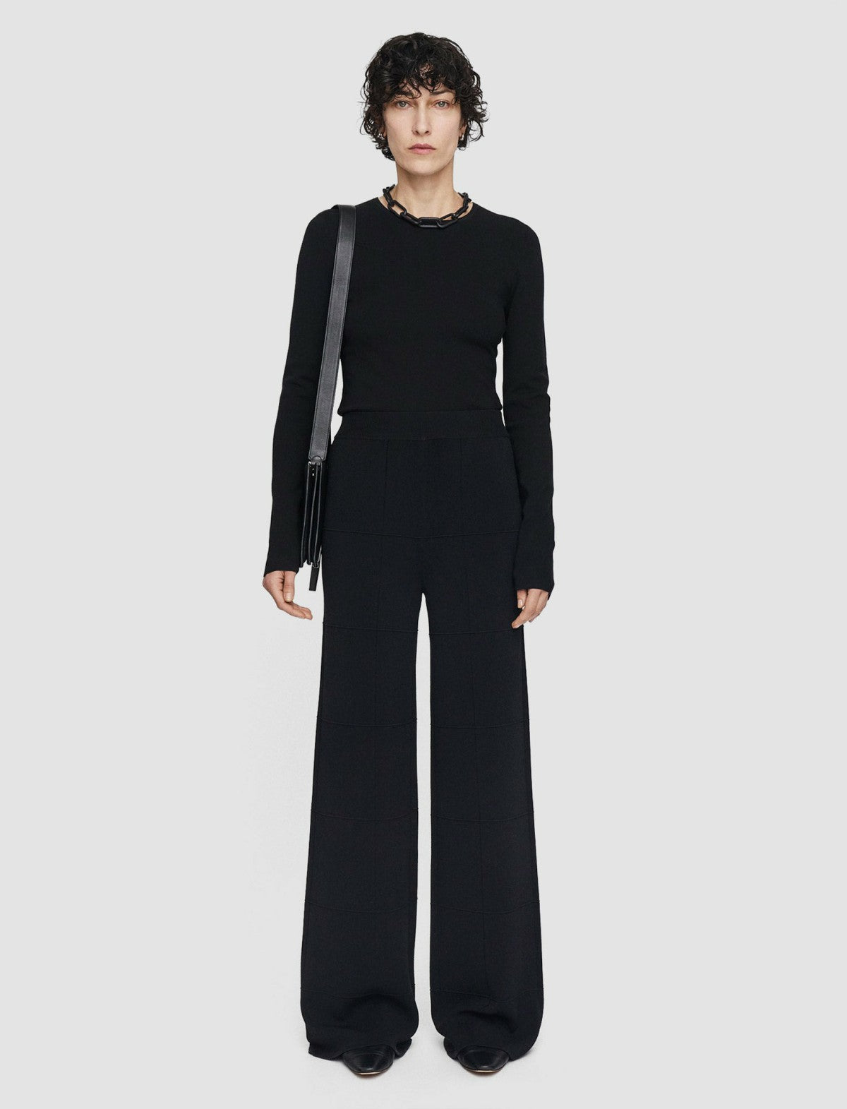 JOSEPH Fashion Women Grid Viscose Knitted Trousers Black