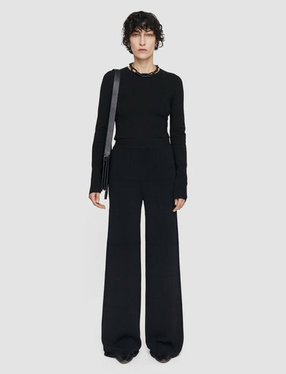 JOSEPH Fashion Women Grid Viscose Knitted Trousers Black