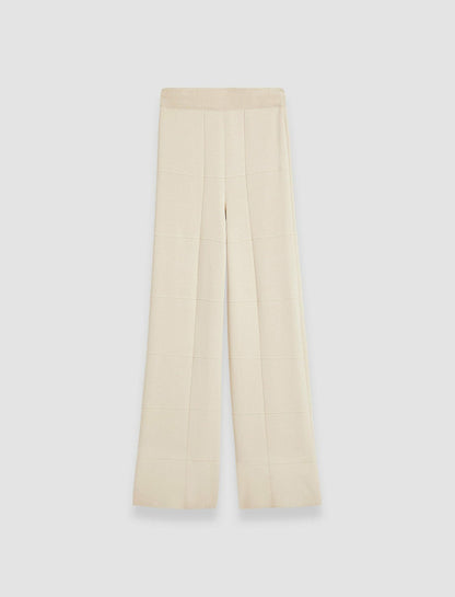 JOSEPH Fashion Women Grid Viscose Knitted Trousers Oat