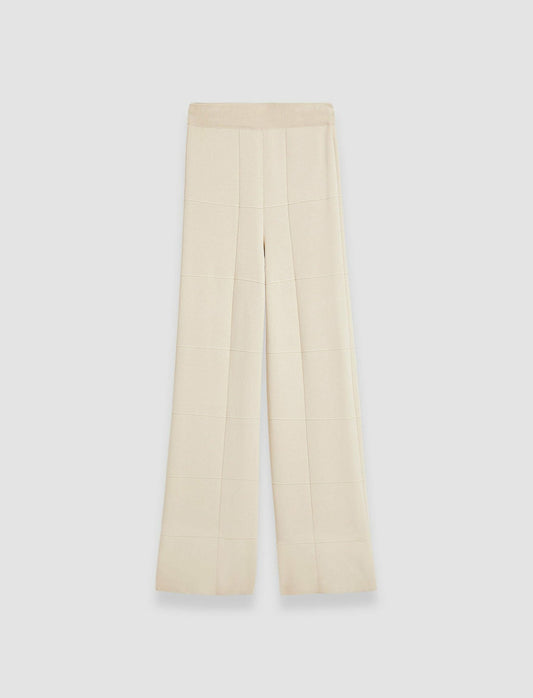 JOSEPH Fashion Women Grid Viscose Knitted Trousers Oat