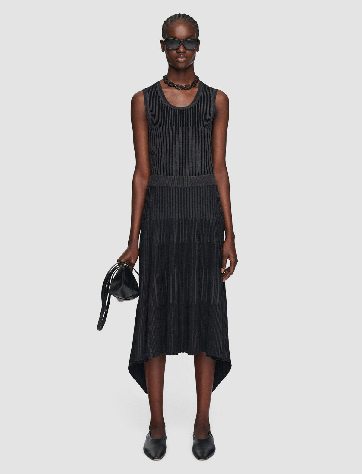JOSEPH Fashion Women Bi-Colour Ribbed Skirt Slate/Black