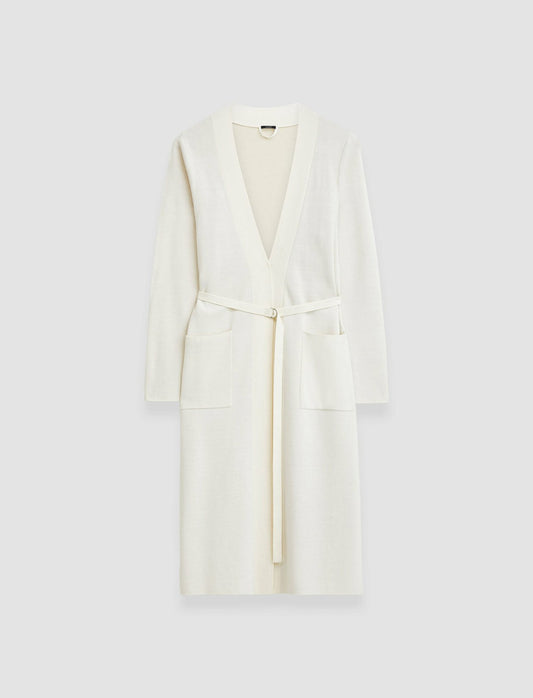 JOSEPH Fashion Women Wool Silk Long Cardigan Ivory Combo