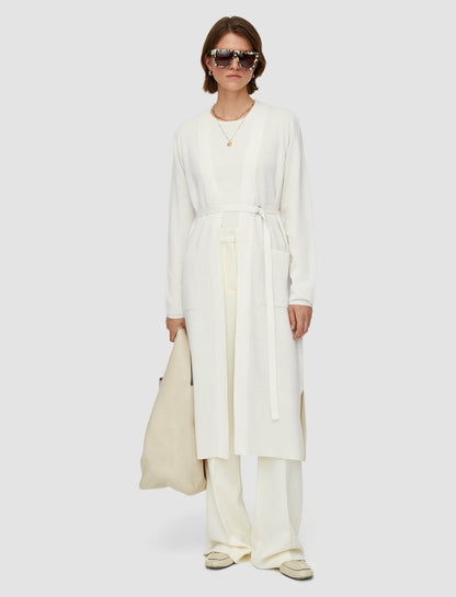 JOSEPH Fashion Women Wool Silk Long Cardigan Ivory Combo