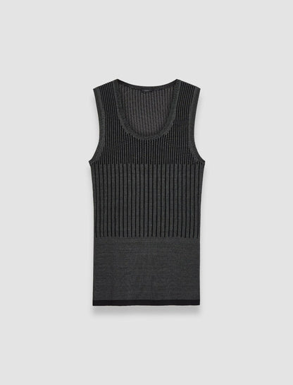 JOSEPH Fashion Women Bi-Colour Ribbed Tank Top Slate/Black
