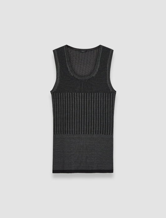 JOSEPH Fashion Women Bi-Colour Ribbed Tank Top Slate/Black