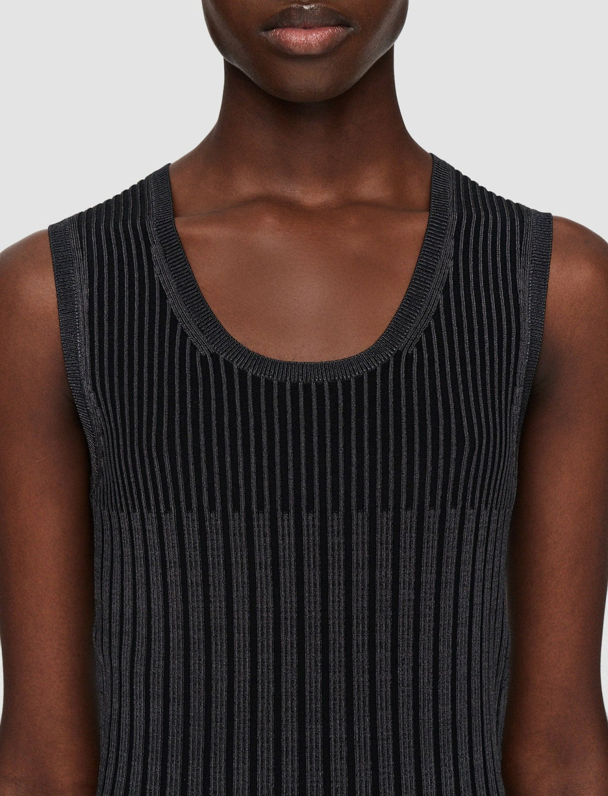 JOSEPH Fashion Women Bi-Colour Ribbed Tank Top Slate/Black