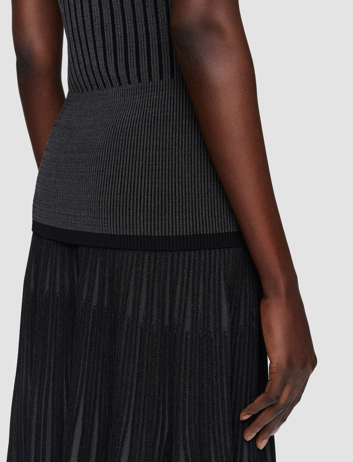 JOSEPH Fashion Women Bi-Colour Ribbed Tank Top Slate/Black